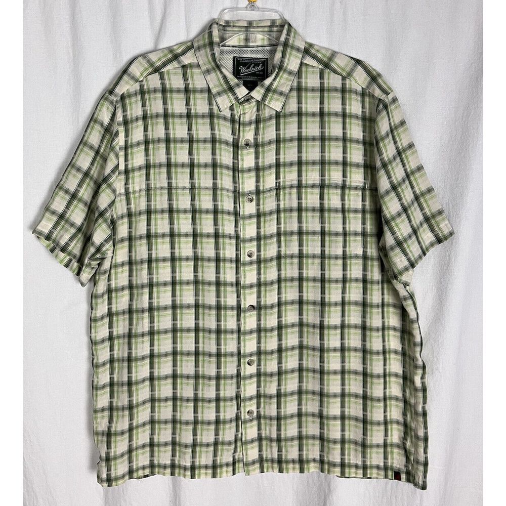 Woolrich original Outdoor Button Up short sleeve Plaid Shirt Mens Size XL‎